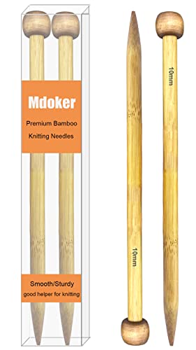 Mdoker Bamboo Knitting Needle Straight Single Pointed Sweater Knitting Needles 13.8-inch Length for Handmade DIY Knitting Projects,Size US 15(10mm) - size: US-15-(10mm)