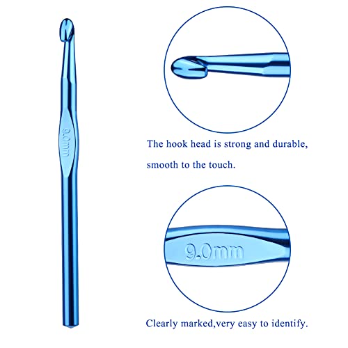 Iuuidu 9mm Aluminum Crochet Hook, Smooth Crochet Needles | Crochet Hooks for Arthritic Hands, Knitting Needles for Yarn Craft, Great Handmade DIY Present for Friends, Random Color - color: Aluminum Crochet Hook, size: 9.0mm