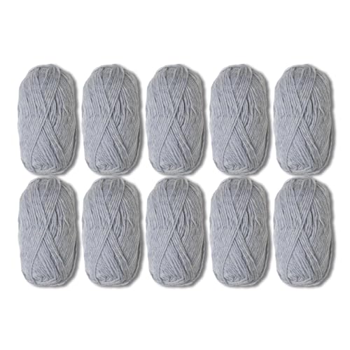 Knit Picks Wool of the Andes Blue 100% Wool Yarn Pack for Knitting | 10 skeins (500g total) of soft worsted weight crocheting yarn in Lake Ice Heather color, good for felting. - color: Lake Ice Heather
