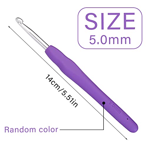 QMNNMA 5 mm Crochet Hook, Ergonomic Crochet Hooks for Arthritic Hands | Crochet Needles for Yarn, Knitting Needles for Beginners, Left-handed People Crocheting Yarn, Good for Making Blankets - size: 5mm