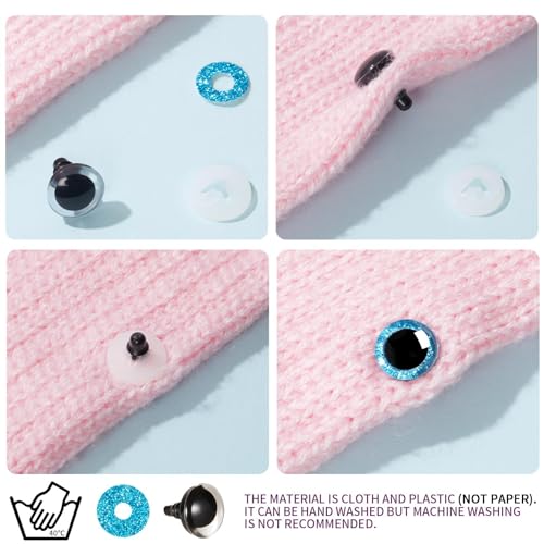 MUCUNNIA 60pcs 10mm 3D Glitter Plastic Safety Eyes for Amigurumi Trapezoid Craft Crochet Doll Eyes with Washers Stuffed Animal Eyes for DIY of Puppet, Bear Plush Animal Halloween Decorations(6 Colors) - size: 10mm