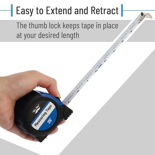 Mr. Pen- Retractable Tape Measure 25 ft, 2 Pack, Dark Blue, Easy Read | Steel Retractable Measuring Tape with Fractions, Ideal for Construction & DIY Projects - color: Dark Blue, size: 2 pcs