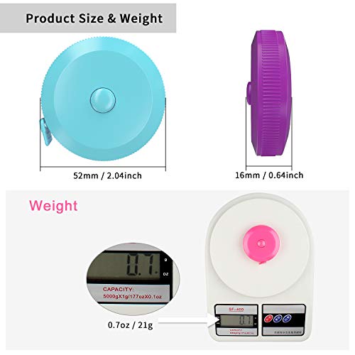 DiCUNO 3-Pack Soft Retractable Measuring Tape, 60-Inch 1.5 Meter, 3 Colors | Measuring Tape for Pocket, Body Tailor Sewing Craft Cloth Tape Measure, Color: Purple/Sky-Blue/Cherry-Pink - color: 3 Colors (Purple/Sky Blue/Pink)