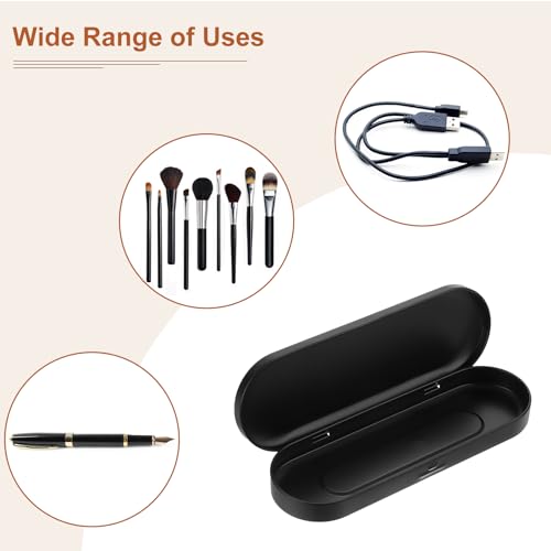uxcell Metal Tin Box Containers, 6.9x2.4x0.7 Inch Black Rectangular Empty Hinged Tins Box Home Organizers for Pen Makeup Brushes - color: Black
