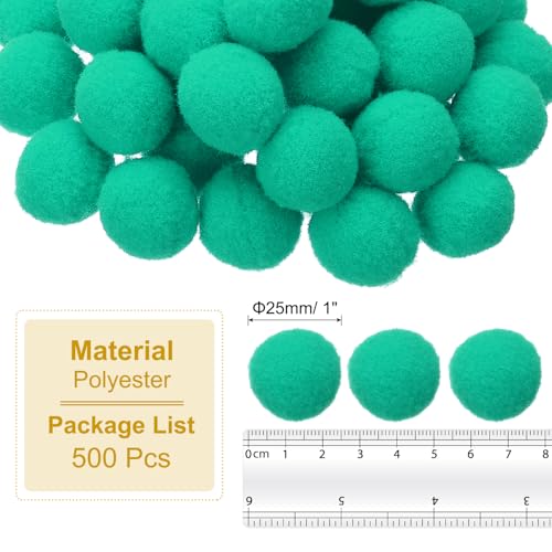 PATIKIL 1inch Pom Poms for Crafts, 500pcs Small Pompoms for Crafts Mini Puff Balls Bulk High Elasticity Fuzzy Balls for Hats Christmas Art DIY, Cyan - color: Cyan, size: 1inch
