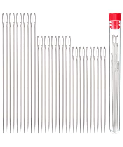 Mr. Pen Large Eye Needles for Hand Sewing - 30 pcs, 3 Sizes | Embroidery Needles, Stainless Steel - color: Silver, size: 30 pcs, 3.5", 3.9", 4.9"