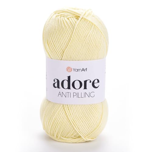 1 Skein YarnArt Adore, Antipilling Yarn, 100% Antipilling Acrlylic, 100 g (3.5 oz), 280 m (306 yd), 3 : Light-DK, Light Yellow - 356 - color: Light Yellow - 356