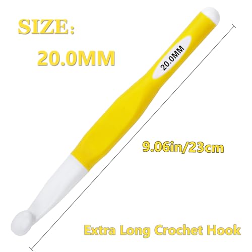 Hobekoee 20mm Large Crochet Hook,Huge Crochet Hooks for Chunky Yarn,Extra Long Crochet Hooks with Soft Ergonomic Handle,Giant Crochet Needles for Crocheting Yarn,Wool Roving - size: 20mm