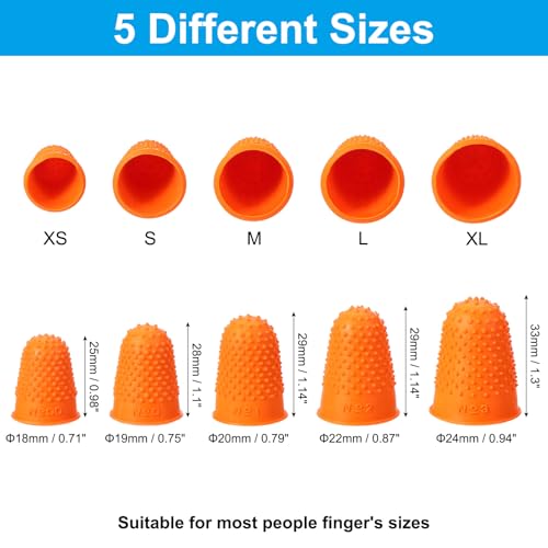 PATIKIL Rubber Finger Tips, 15 Pack Silicone Thumb Fingertip Protector Finger Cots Covers Guard Pads Thimble Grips for Office Counting Sewing, Orange M Size - color: Orange, size: 1.2x0.8inch（Medium）