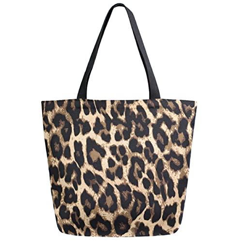 Chic Funny Cute Pattern Big Handle Extra Large Shoulder Tote Bag for Beach Travel Weekender Gym Grocery Shopping - style: Multi-leopard