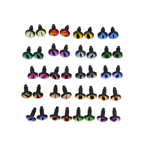 JJGQAZ 20Pairs 10MM Glass Safety Craft Eyes Owl Snake Lizard Eyes with Washers for Amigurumis Plush Animals Crochet Dragon Cat Dolls Making - size: 10MM
