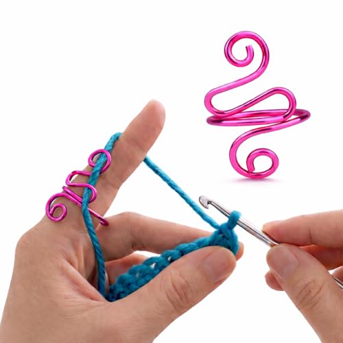 Crochet Tension Ring, Adjustable Crochet Ring for Finger, Works to Loop Yarn, Crochet Accessories, Crochet Supplies, Crochet Hooks, Gift, Resizeable, 1 Count (Pink) - color: Pink