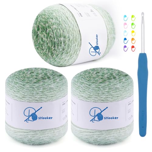 Yarn for Crocheting,Gradient Cake Crochet Yarns for Knitting,3 Pack | 6.7 oz-394 Yards-80% Acrylic 20% Nylon Super Soft Cake Yarn for Crocheting Blanket,Scarves,Mint Green - color: Green Gradient