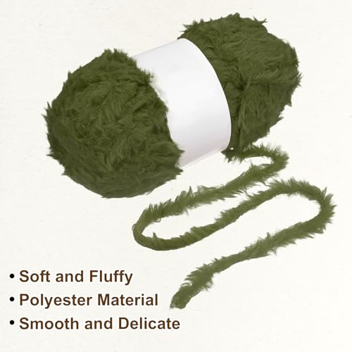 PATIKIL 65 Yards Soft Chunky Fluffy Fuzzy Faux Fur Yarn, 2 Skeins Chunky Fuzzy Yarn Fur Polyester for Crochet Knitting Blankets Scarves Sweaters Hat Shawls, Army Green - color: Army Green