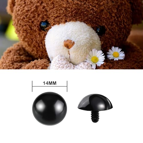 SUCHCOSY 150pcs (Eyes and Washers: 300pcs) Safety Eyes for Amigurumi 14mm Plastic Crochet Doll Eyes with Washers for Knitting Crochet Crafts.Black - size: 14mm