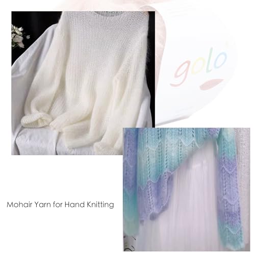 golo Mohair Yarn for Hand Knitting Wool Yarn for Weaving - color: 021-Salmon