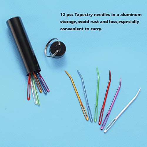 yklbpd 12pieces Yarn Darning Needle Large Big Eye Weaving Needle,Tapestry Needle Bent Needles with Aluminum Storage Tube