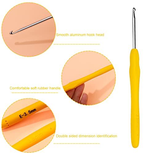 SHWAKK Crochet Hook, 3.5 mm Ergonomic Crochet Needles for Arthritic Hands | Ergonomic Crochet Hooks, Knitting Needles with Soft Grip Handle for Beginners and Experienced Hobbyists,Yarn Projects(3.5mm) - size: 3.5mm