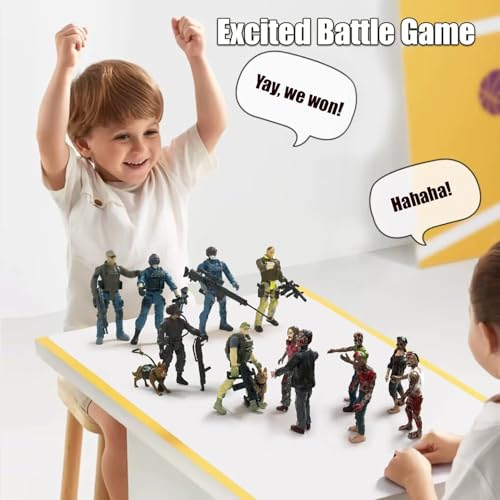 Army Men Action Figures,Zombie Figure Toys,Military Toy Xmas Gift for Kids | 14 PCS Military Playset Include Army Men Set with Weapons, Zombie Figure Toys, 2 Police Dog Figures for Kids Boys 4-7 - color: Blue