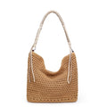 Herald Crochet Beach Hobo Shoulder Purse Tote Bag Handbag for Women | Soft Woven Knit, Bohemian Slouchy Style, Zipper Closure ,Large Capacity, For Daily, Spring Summer Beach Vacation, Travel - color: Brown