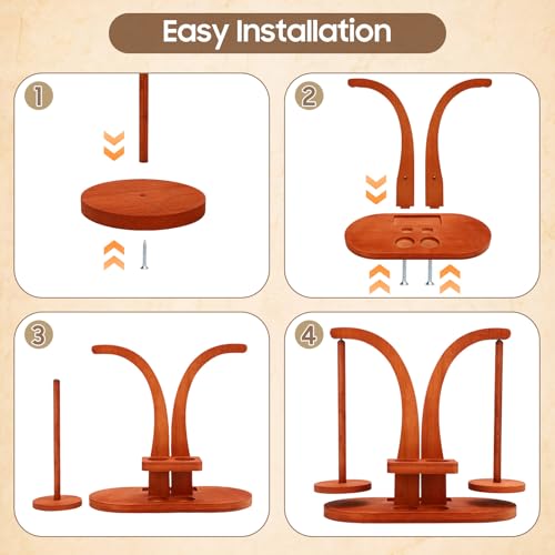 Wooden Yarn Holder, Yarn Ball Holder Wooden,Smooth Rotating Yarn Spinner with Double Spindles, Double Yarn Ball Holder Stand, Spinning Yarn Holder for Crochet Lovers