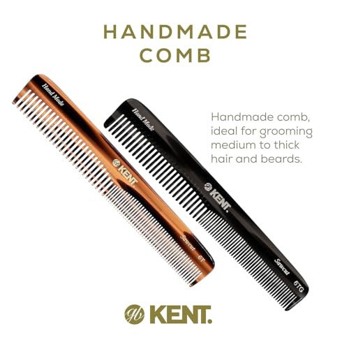 Kent 6T-6T G Fine Tooth and Wide Tooth Hair Comb, Handmade Styling Comb for Hair Care, Barber Combs, Beard Combs For Men, Styling Grooming for Men, Women and Kids - color: Multi, size: 2 Pack