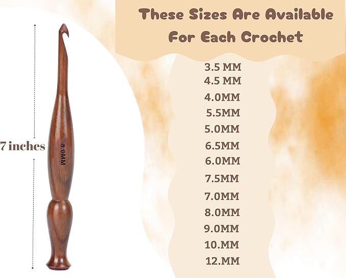 Wooden Crochet Hooks Set of 13 for Arthritic Hands | Ergonomic Soft Grip Handcrafted Knitting Needle for Crocheting and Knitting (Brown (Crochet - 4)) - color: Brown (Crochet - 4)