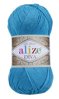 Alize Diva Silk Effect 100% Microfiber Acrylic Yarn 1 Ball skeins 100gr 383yds Color (245-Sochi Blue) - color: 245 - Sochi Blue