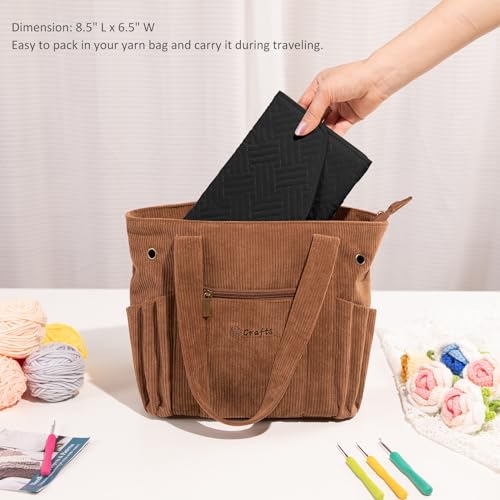 Crochet Hook Case - Foldable Organizer - Knitting & Crochet Supplies Holder - color: Black, size: 7 Inches