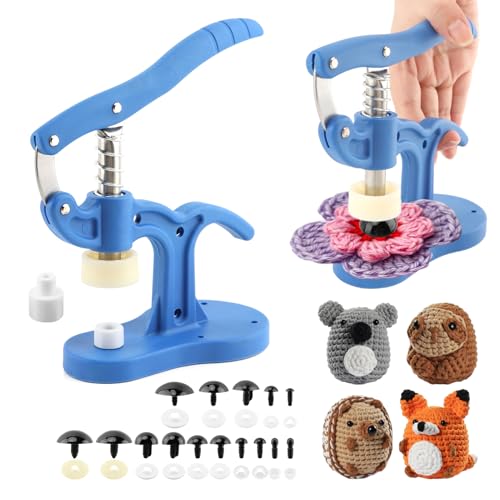 Safety Eye Installation Tool for Amigurumi & Stuffed Animals, 5-45mm Crochet Eyes Auxiliary Tool with Ergonomic Lever Handle, Professional Crafting Supplies for Big Special Safety Eyes(COLOR:Blue)