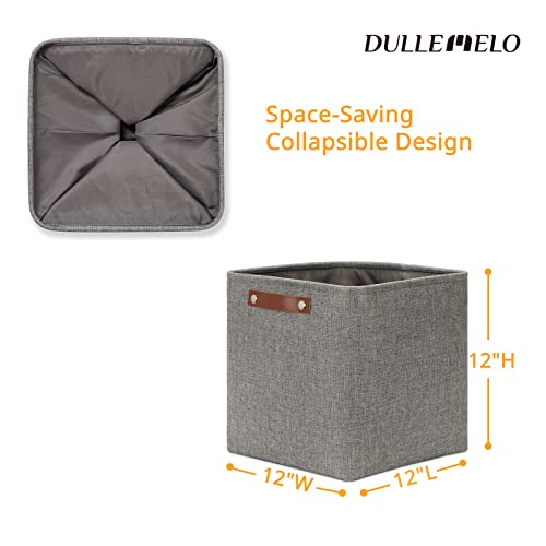 DULLEMELO 12 inch Cube Storage Bins, Large Collapsible Grey Storage Baskets for Square Cubes Organizing, Fabric Boxes Bins for Shelves Nursery Home Office Storage(4 Pack - 12" Grey) - color: Grey, size: M-12"x 12"x12"