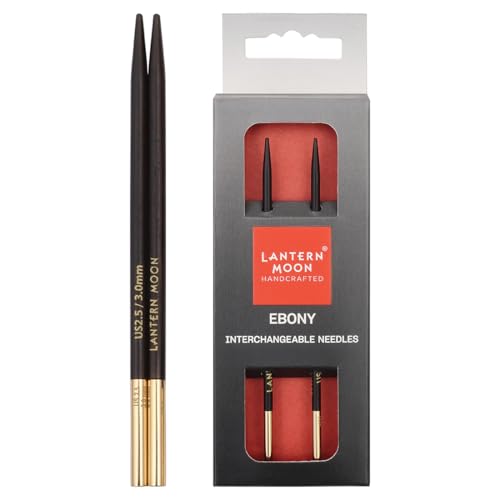Lantern Moon Ebony Wood Interchangeable Circular Knitting Needles 4" (10cm) | US Size 2.5 (3mm) - size: US 2.5 (3mm)