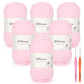 Skinny Chenille Yarn for Crocheting - 6 Pack of 50g/158yd (948yd Total) - Soft Matte Thin Chenille CYC #2 - Fine Weight Baby Yarn for Plush Toys, Baby Blankets & Small Crafts(Soft Pink) - color: Soft Pink