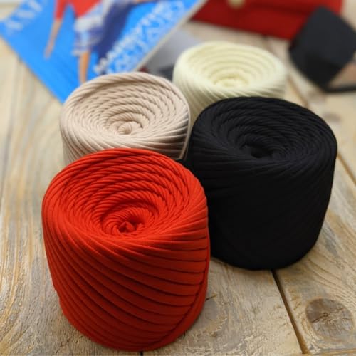 Bobilon 7-9 mm T-Shirt Yarn Kit - 4 Cotton Balls, Crochet - Paris Set | 4 matching cotton t shirt yarn balls, 54 yds each (216 total), 7-9 mm; ideal for crochet bags and baskets - color: Paris