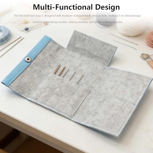 Felt Craft Tool Bag - 2 Pack Portable Knitting Needle Case with Multi-Pockets, Soft Felt Organizer for Crafters, Art Lovers, and DIY Enthusiasts