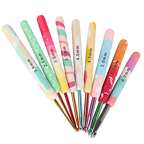Coopay Warm Crochet Hook, Comfortable Crochet Hooks Set-Bright Fruit | Cute Crochet Needles for Crocheting Aluminum Soft Grip for Mum, Ergonomic Knitting Hook for Yarn Craft for Crochets Beginner - color: Bright Fruit