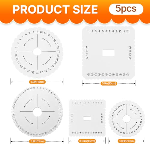 piopiocoing 5 Pcs Kumihimo Disk Include Square/Round 4 Inch & 6 Inch | Starter Kumihimo Bracelet Kit, Easily Make Handicraft,Stylish Bracelets,Necklaces,Belts and Personalized Woven Jewelry.
