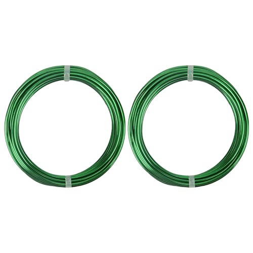 2 Rolls Aluminum Craft Wire, 9 Gauge (3mm) Flexible Metal Wire for Jewelry Making, 32.8 Ft (16.4 Ft/Roll) Bendable Armature Wire for Bonsai, Sculpting and DIY Crafts [Green] - size: 9Gauge 16.4Ft Each, style: Green