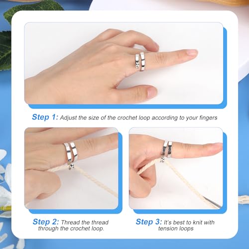 10pcs Crochet Yarn Finger Rings, Adjustable Yarn Guide Ring for Knitting Tension Ring Crochet Loop Accessories Gift