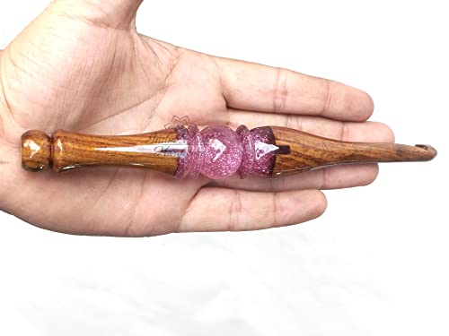 Merit wooden craft Handcrafted Light Blue Resin epoxy & Wood Mix Crochet Hooks Ergonomic Soft Handle Needles Knit Weave Craft Yarn Different Size, Crochet Hooks, Buy one get Free one. (7.5mm) - size: 7.5mm