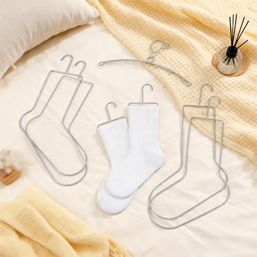 UNICRAFTALE 7Pcs 4 Styles Sock Blockers and Laundry Dryings Hanger Rack Stainless Steel Socks Drying Hanger Knitting Metal Sock Shapers for Fast Drying and Displaying Hand Knitted and Crochet Socks - size: 39.6/41/42.8cm Long