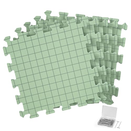 CraftyManor 5 PCS Blocking Mats for Knitting & Crochet Projects, Crochet Blocking Mat with 50 T- Pins, Knitting Board and Pins (Green 5PCS) - color: Green 5PCS-0.36in