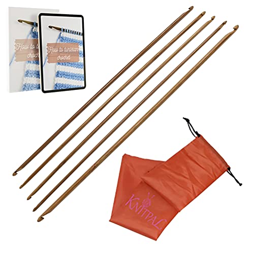 KnitPal 14-inch (35cm) Double Ended Tunisian Afghan Crochet Hooks Set | 6 US Sizes: K/6.5mm, 7mm, L/8mm, M/9mm, N/10mm, O/12mm - Double Ended Tunisian Crocheting Hooks - size: 6 sizes, US K-O (6.5-12mm),14"