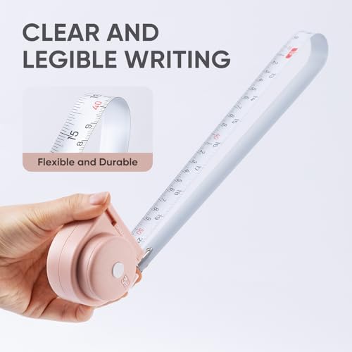 2 in 1 Tape Measure, 60in/1.5m Retractable Measuring Tape with Soft Body Measuring Tape, Dual Sided Inch & Metric, Waist Tape Measure for Body, Sewing, Tailor, Craft, Home - color: pink