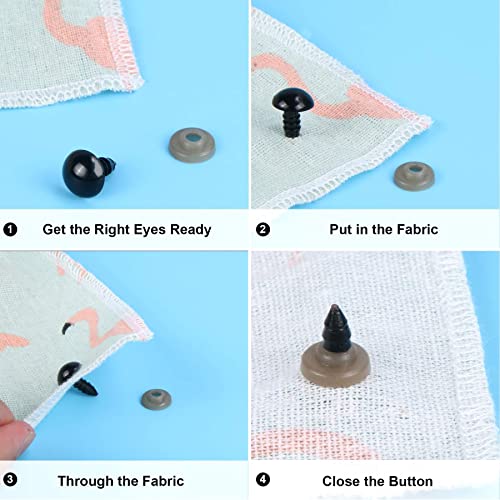 UPINS 120Pcs 20mm Plastic Safety Crochet Eyes with 120Pcs Washers for Craft | Black Plastic Eyes Bulk for Stuffed Animals, Crochet Toy Crafters, Doll Making Supplies - size: 20mm