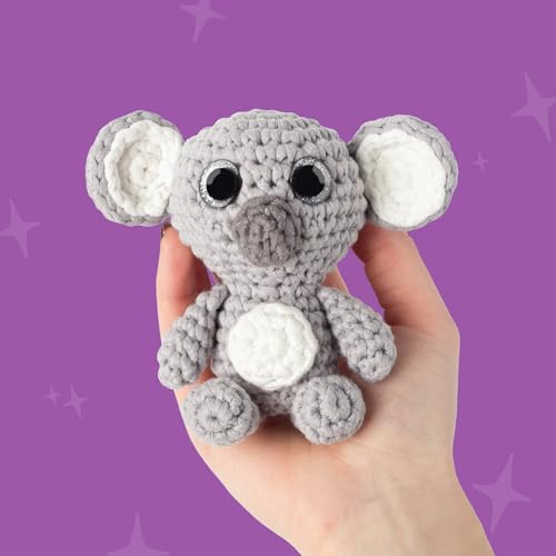 Cookie Box Crochet Kit for Beginners, Koala Coal | All Materials Included, Step-by-Step Video Tutorials, PDF Patterns, Easy DIY Craft, Amigurumi and Knitting Gift Set - color: Gray