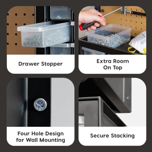 IRIS USA Plastic Storage Drawer Organizer, 10 Drawer Cabinet, 2 Pack, Black | Made in USA organizer stores hardware, beads, screws, classroom supplies, crafts, building bricks, and hobby items. - color: Black, size: 10 Drawer - 2 Pack