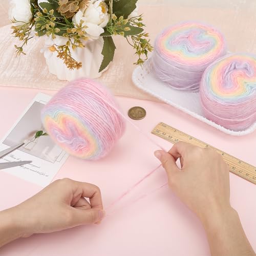 3 Skeins 541 Yard Wool Yarn Cake Mohair Wool Acrylic Fuzzy Hand Spun Yarns Soft Mohair Knitting Fuzzy Yarn for Knitting and Crocheting DIY Hats Scarves Sweaters Blankets Scarves Shawls - color: Mixed