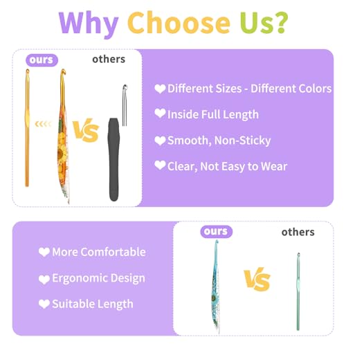 Coopay Crochet Hook Set, 9 PCS Crochet Hooks with Case (B/2.0mm-J/6.0mm) | Floral Resin Grips Crochet Needles- Smooth & Ergonomic, Great for Crocheting Blankets, Dolls, Shawls, Hats, Scarves - size: 9 Sizes (2.0mm-6.0mm)