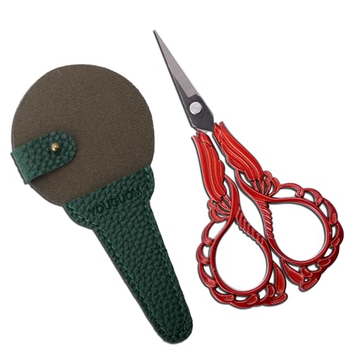 YOUGUOM Small Sewing Scissors, Little Embroidery Shears with Cover | 4.3in, Red, Sharp, Precision, DIY Tools, for Craft, Needlework, Cross Stitch, Paper, Thread Cutting, Left/Right Handed - color: Red